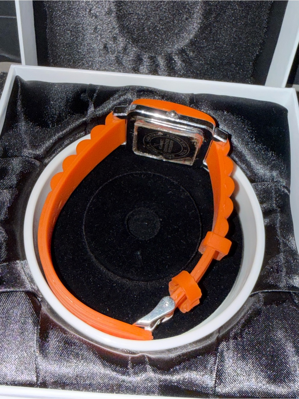 Casual Rubber Square Face Armani Orange Unisex Watch with Crystals - Picture 8 of 9